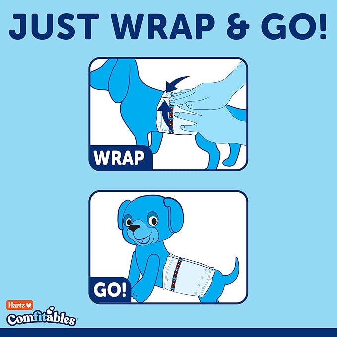Hartz Comfitables Disposable Male Dog Wraps with Stretchy Waistband, Large 24 Count