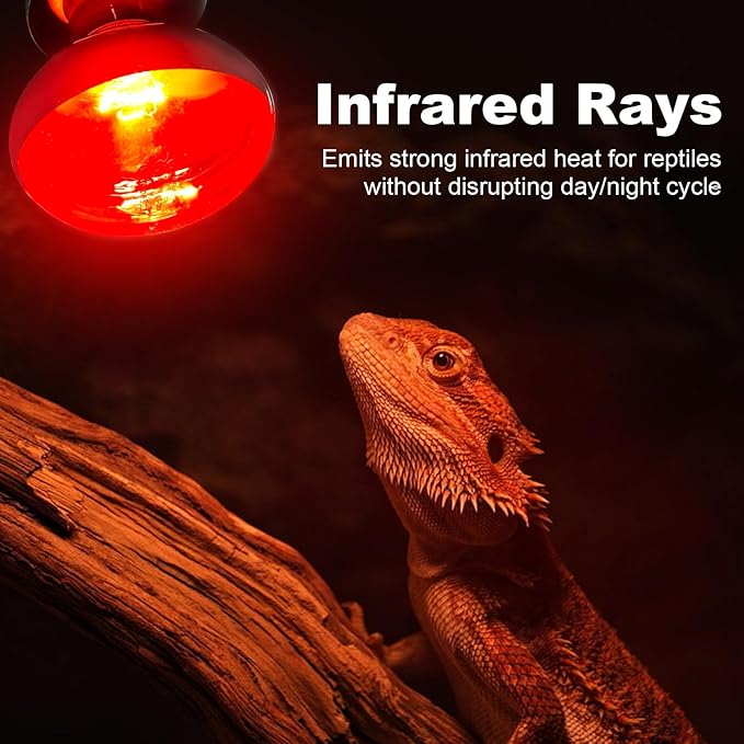 2Pack Infrared Heat Lamp Bulbs, 150W Reptile Heat Emitter Infrared Basking Spot Light, Red Heat Lamp for Chickens Coop Reptile Pets Brooder Use