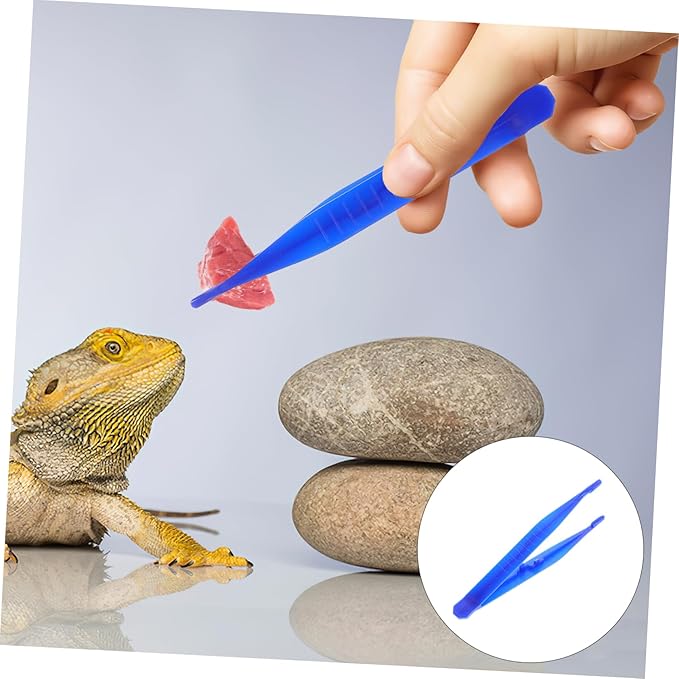 6pcs Reptile Accessories Long Tweezers for Aquarium Lizard Tank Feeding Tool Plastic Reptiles Food Clamp