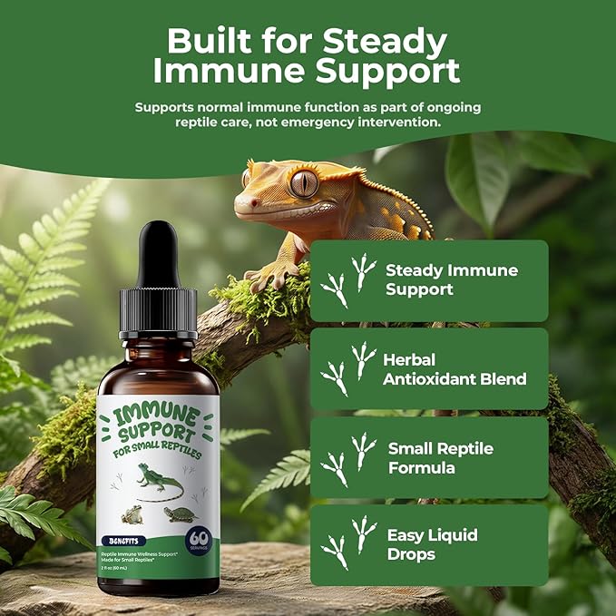 Herbal Reptile Supplement, Daily Wellness Drops for Immune, Appetite, Digestion & Respiratory Health Support, Liquid Support for Geckos, Lizards & Companion Reptiles