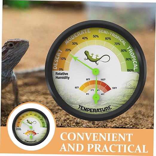 ORFOFE High Precision Analog Thermometer Hygrometer for Reptile and Turtle Tanks Sensor Wear-Resistant Material Easy Mounting with Back Sticker Safe Smooth Edges for Accurate Temperature
