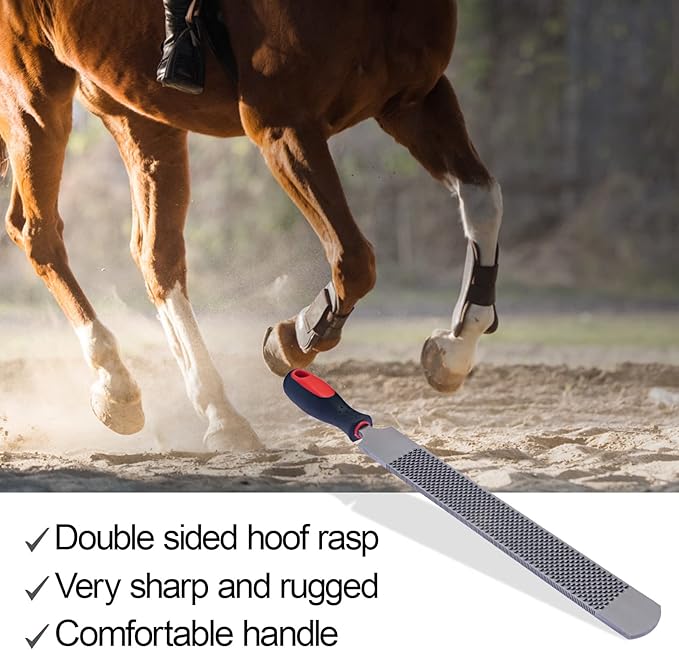 Hoof Rasp for Horses, Horseshoe File, 18 Inches Black Farrier Hoof Rasp Tool with Handle, Suitable for Repair Horse Hooves, Goat Hooves, Cow Hooves and Wood Working