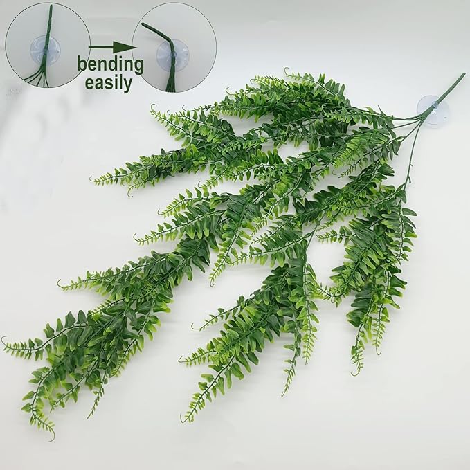 Reptile Plants for Bearded Dragon Tank Accessories, Terrarium Plant Artificial Decor for Snake Cage, Fake Plant for Leopard Gecko Habitat, Lizard Chameleon Ball Pythons (Group BN)