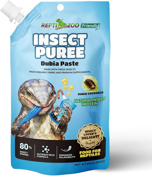 Crested Gecko Food Insect Puree, Dubia Paste Reptile Food Made with Fresh Insects Gecko Food Complete Diet 2.82oz