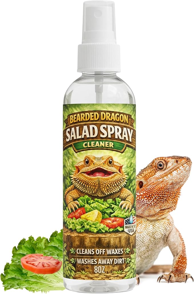 Bearded Dragon Salad Spray for Fresh Veggies | Reptile Produce Rinse & Prep Spray | Helps Clean and Wash Greens Before Feeding | Safe Daily Use for Bearded Dragons & Herbivorous Reptiles | 8 oz (8oz)