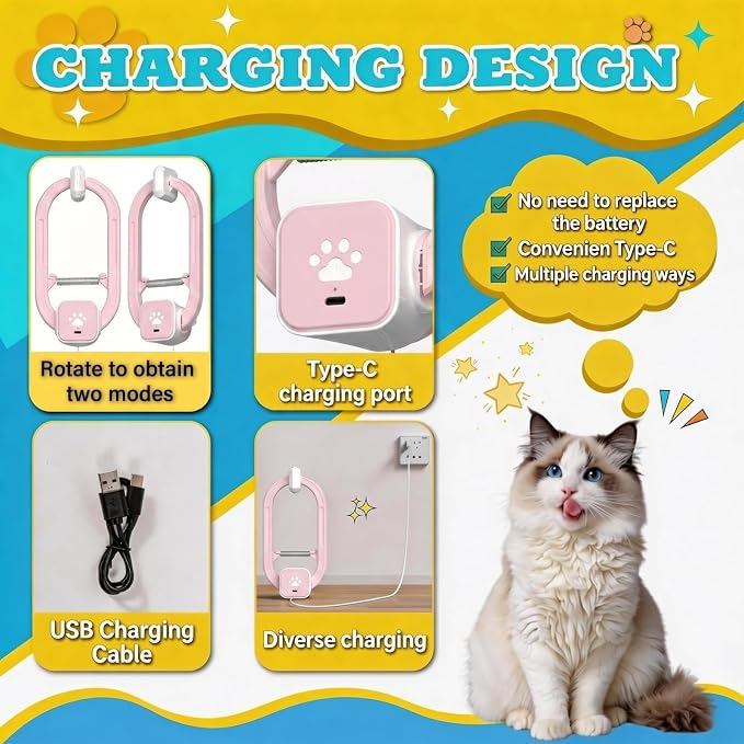 Interactive Cat Toy, Electric Cat Teaser, Door Clip, 2 Motion Modes,Pink - Image 5