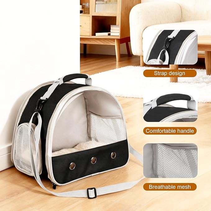 2-Pack Guinea Pig Carrier and Burrowing Bed, Portable Small Animal Cage with Clear Window, Plush and Fluffy Hideaway Pet Bed for Piggies, Hamster