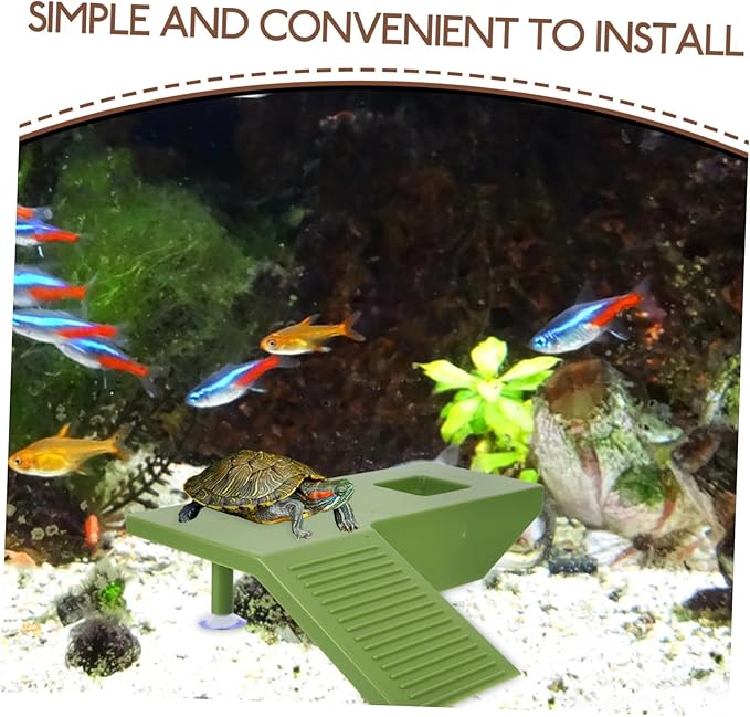 Kisangel Turtle Basking Platform Ramp Aquatic Turtle Resting Terrace for Tanks Reptile Accessory for Climbing and Sunbathing Medium Safe and Stable Design