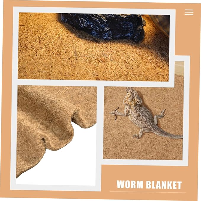 POPETPOP Multi Functional Jute Fiber Worm Blanket for Reptile Terrarium Natural Inner Cushion for Lizard Cases Washable Reusable Safe Warm Bedding for Snakes Turtles Lizards