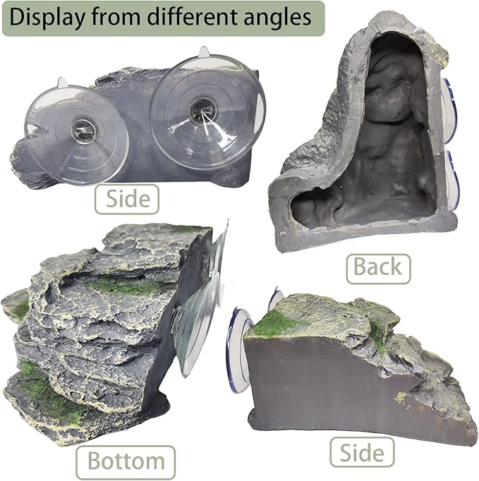 kathson Turtle Basking Platform Baby Tortoise Climbing Ramp Shale Reptiles Dock Resting Terrace Stone Small Aquarium Ornament Rock Landscaping Decoration for Frogs Newts (Large size:7.1”Lx6.3”Wx2.7”H)