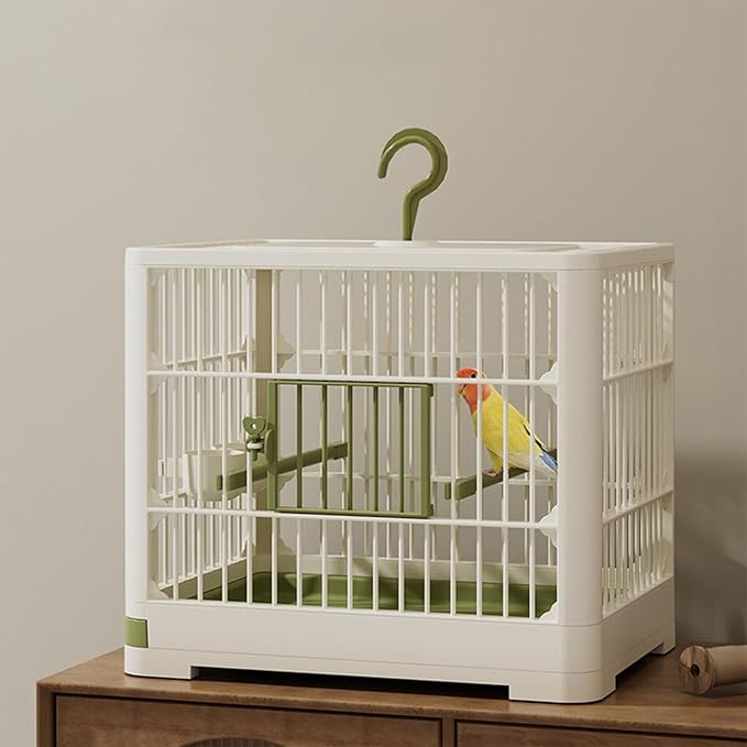 Bird Cage - Travel Bird Cage, Portable Bird Carrier | Lightweight Cage for Small Birds with Standing Pole, Detachable Tray with Hook Handle, Bird House