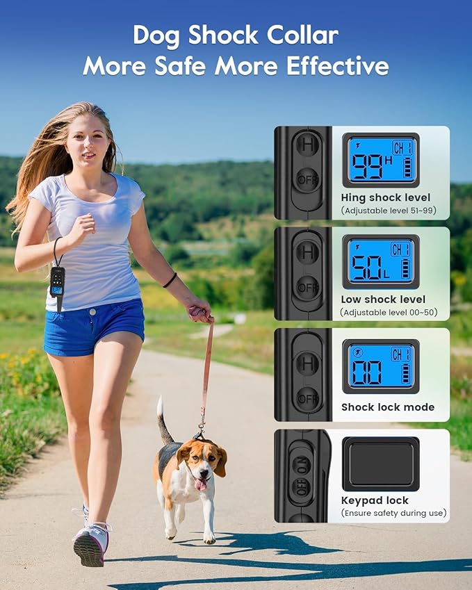 SLOPEHILL Dog Training Collar with Remote, 4200FT Electronic Dog Shock Collar with Beep, Vibration, Shock, Light and No Shock Mode, Electric Training Collar for Small Medium Large Dogs (Black Green)