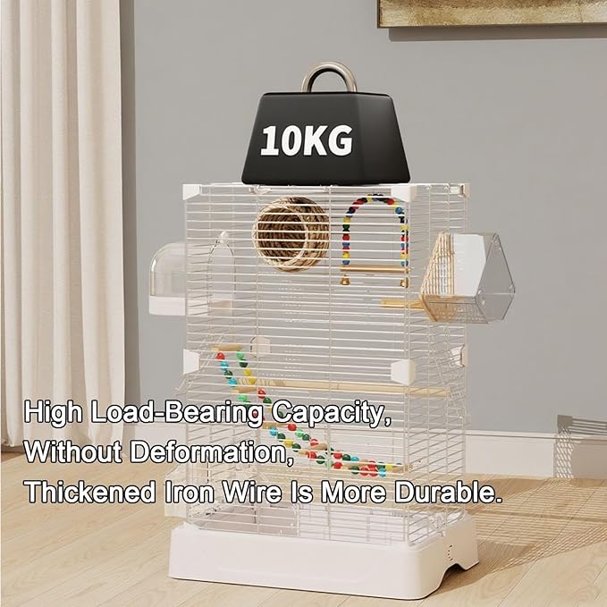 Outdoor Flight Bird Cage White, Parakeet Bird Carrier Travel Cage Indoor Flight Bird Aviary for Cockatiels, Canaries, Finch(Medium(7pcs))