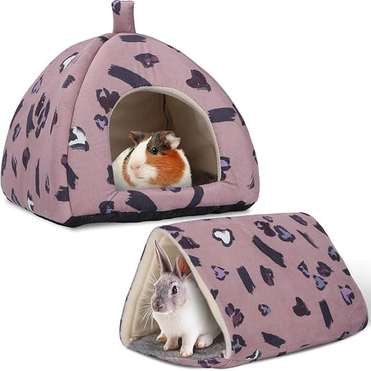 2-Pack Guinea Pig Hideout with Tunnel, Warm Lightweight Small Animal Bed, Easy to Clean Guinea Pig Bed for Rabbits Hamsters Chinchillas