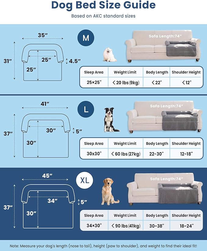 Dog Cooling Mat Large Sized Dog Beds for Couch with Sides, Self Cooling Orthopedic Pet Bed with Removable Washable Cover for Sofa Floor Car, Durable & Non-Gel, 45 x 37 inch, Grey