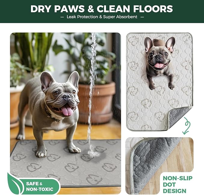 FXW Washable Pee Pads for Dogs, Leak-Proof & Non-Slip, Specifically Designed for FXW Rollick/Homeplus 24inch 6 Panels Dog Playpen, 31" Hexagon, Khaki, 2 Packs