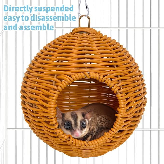 BNOSDM Sugar Glider Pouch, Pet Glider Cage Sleep Bag Squirrels Playing Hideout Hanging Hammock with Warm Cotton Pad Small Animal Cage Accessories for Marmosets Hamsters