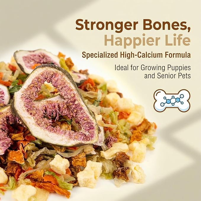 RAINFLOW High Calcium Dried Fruit & Vegetable - Birds & Small Pet Food Mix for Sugar Glider, Bird, Hamster, Parrot Treats Blend, Calcium Supplement for Bearded Dragon, Guinea Pig, Rabbit & More