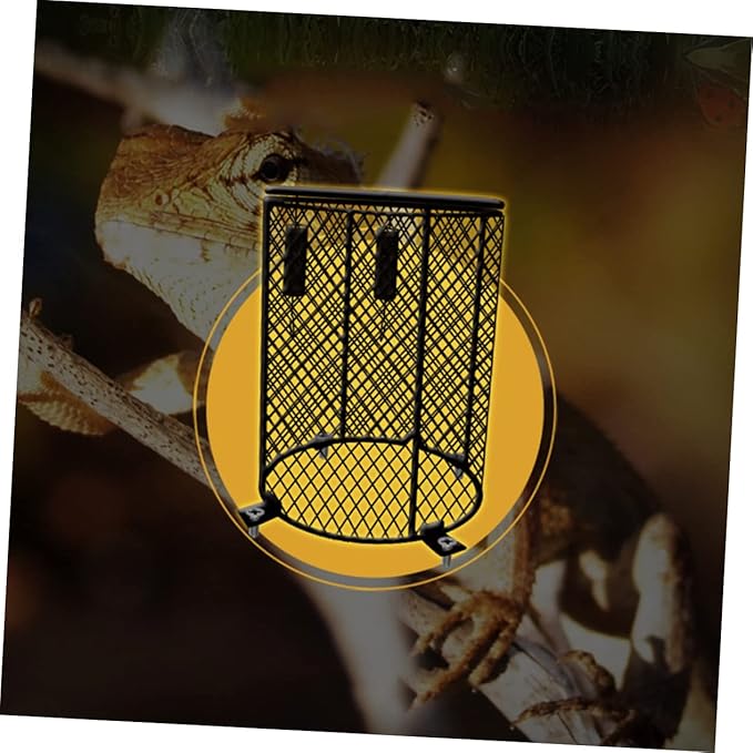 GALPADA Reptile Scald Lamp Shade for PET Care Heating Lamp Guard for Reptiles Sturdy Black Lampshade for Safe Daytime Light in Terrariums