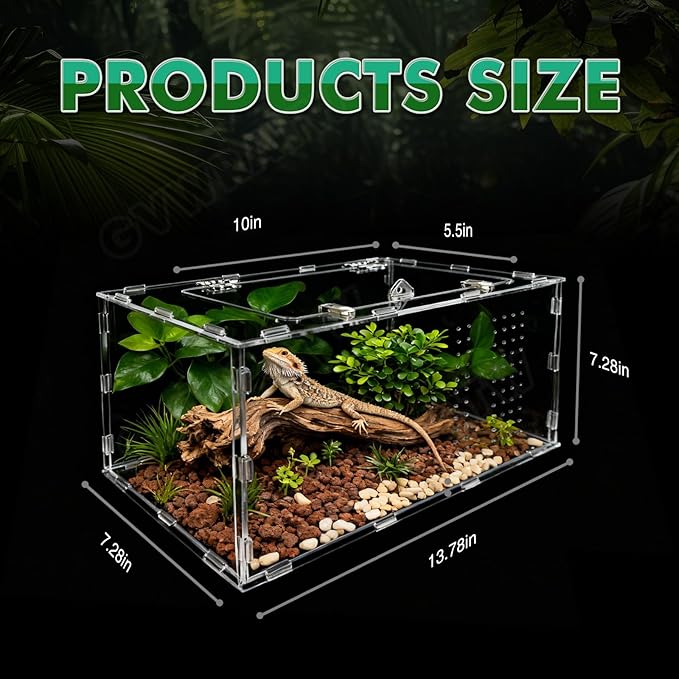 The Ultimate Small Animal Terrarium 7.9" x 5.9" x 11.8": A Versatile Reptile Serving as a Complete Starter Tank for a Wide Range of Species Including Lizards, Geckos, Frogs, Crabs, and Spiders