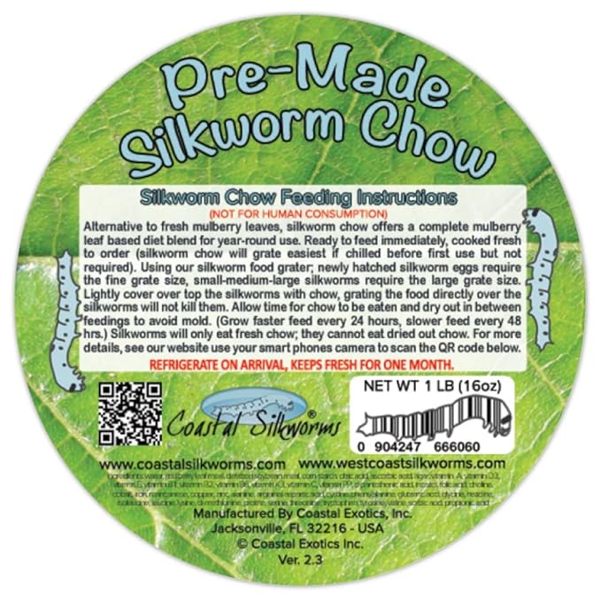 Coastal Silkworms 1 LB Pre-Made Silkworm Chow (16oz) Mulberry Food