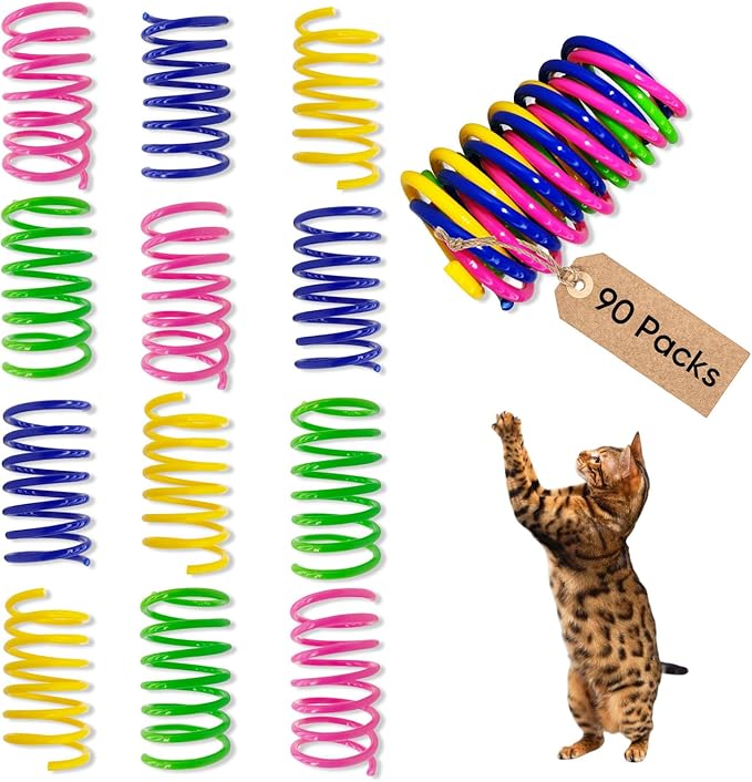 Cat Toys for Indoor Cats, 90 Pack Interactive Cat Spring Toys by AGYM