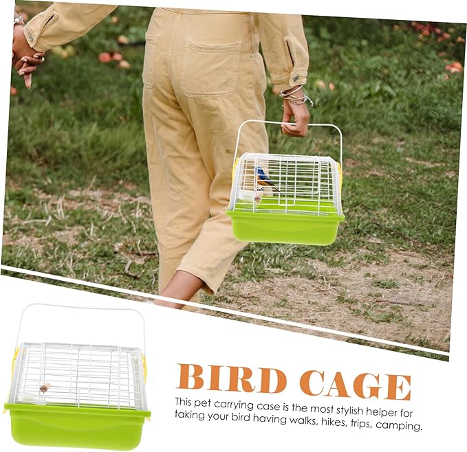 Milisten 1set Portable Metal Bird Carrier Cage for Travel Lightweight and Breathable Design for Parrots Conures and Birds for Hiking and Outings