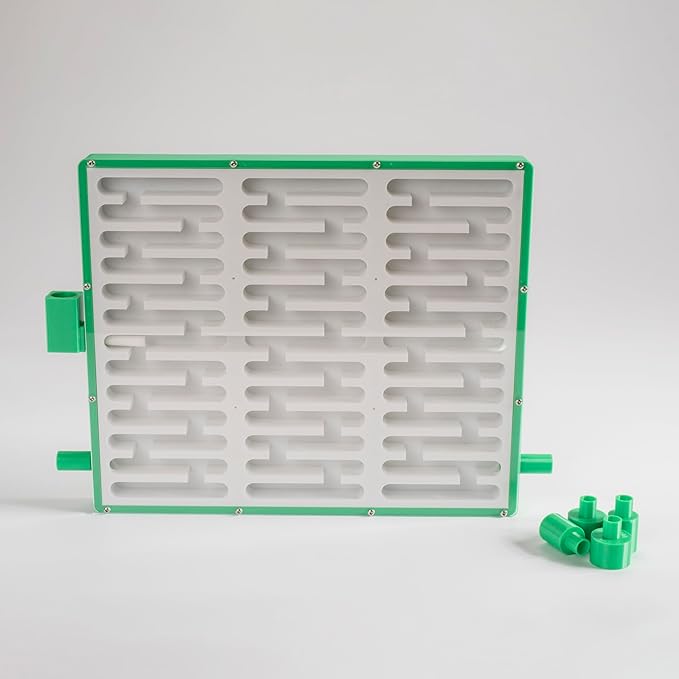 Educational Ant Farm Observation Nest, White and Green, Large Flat Terrarium with 4 Extension Ports, 2 Feeding Areas