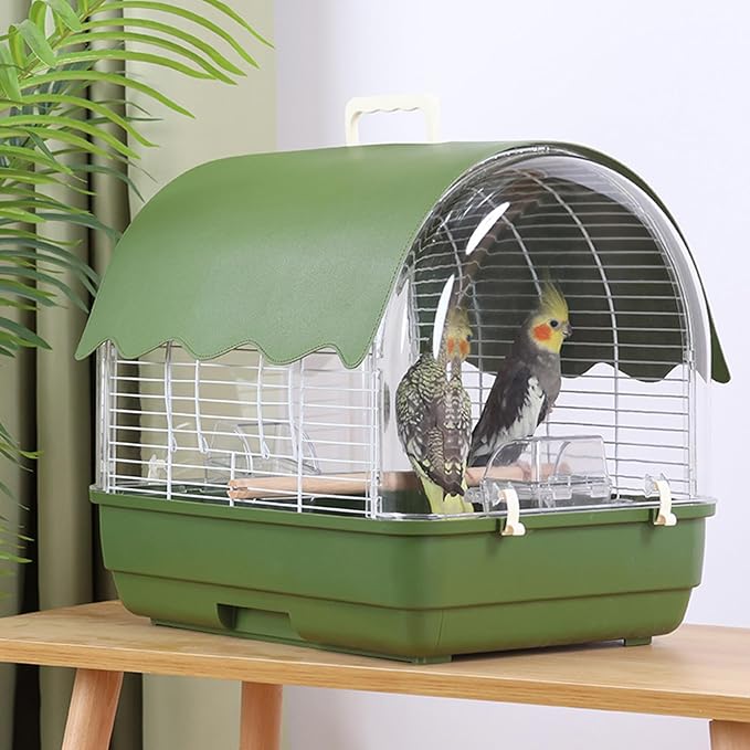 Small Bird Cage, Transparent Bird Travel Carrier, 35x25cm Full View Cockatiel Cage for Birds, Pet Accessory, Travel Tool with Secure Design, Indoor Outdoor Balcony Living Room Park Parakeet