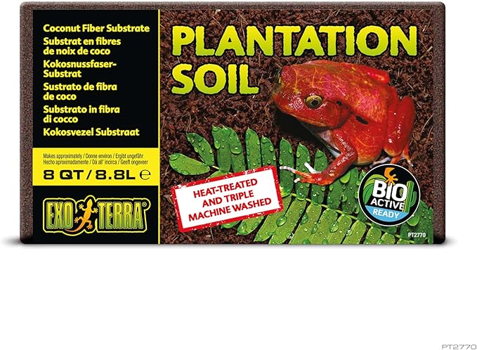 Exo Terra Plantation Soil, 8 Qt (8.8 L) - 100% Natural Terrarium Substrate | Increases Humidity, Stimulates Digging & Burrowing | Ideal for Natural Terrarium Setups & Live Plants