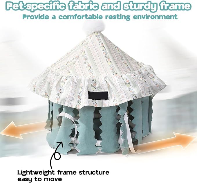 Hamster Hideout Tent with Curtain,Bunny Hideout, Machine Washable Guinea Pig Hide Tent Houses & Habitats, Triangular Hideout Shelter Small Animal Bed,Ferret, Rat, Chinchilla, Squirrel（Round）