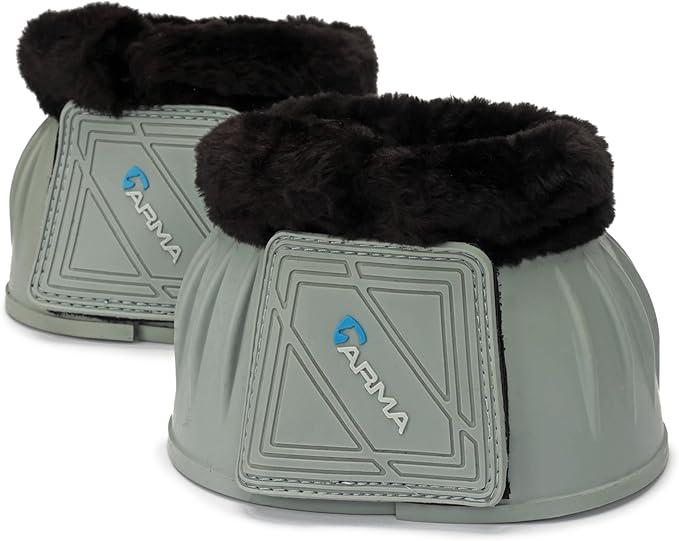Shires Equestrian Equine Horse Arma Fleece Overreach Grey Cob Bell Boots