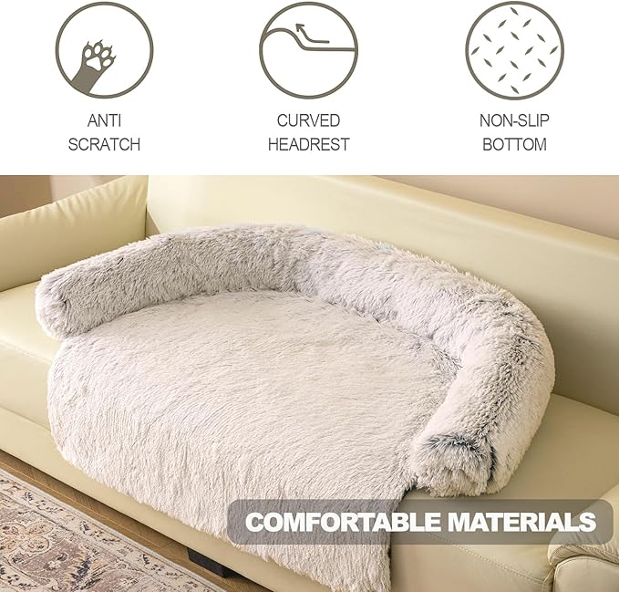 Tinaco Calming Dogs/Cats Bed Mats, Dog Pad Washable Removable Couch Cover, Plush Long Fur Mat for Pets, Waterproof Lining, Perfect for Small, Medium and Large Dogs and Cats (Gradient Brown, 45"x37")