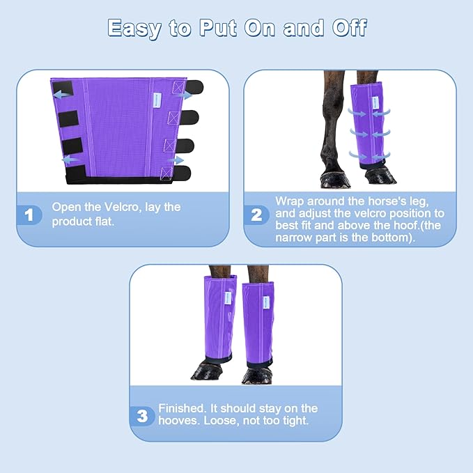 Horse Fly Boots Set of 4, Mesh Boots for Horses, Leggings for Horses, Reduce-Stomping, Breathable Mesh, Loose Fitting, Stay Up Not Sag, No Rub