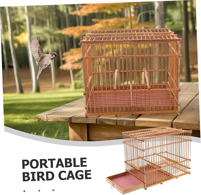 Toyvian Portable Bamboo Bird Cage Lightweight Natural Weaving Birdcage for Small Parrots Aesthetic Hollow Design for Travel and Outdoor Use