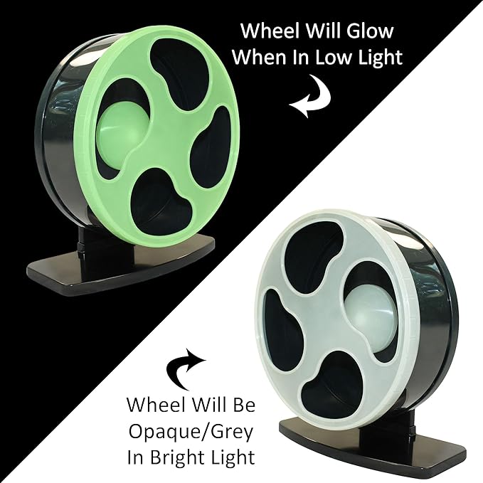 Moon Runner 9" Exercise Wheel for Hamsters - Super Silent Glow in The Dark Wheel with Adjustable Stand