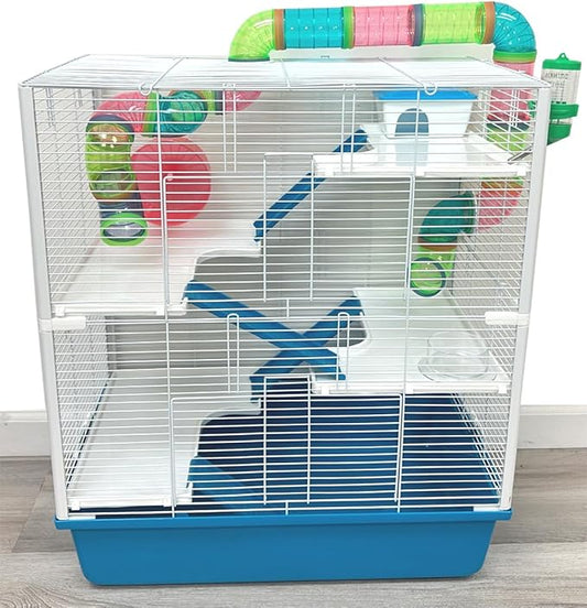 Extra Large 28" Multi-Levels Deluxe Dwarf Hamster Mansion Mouse Habitat Gerbil House for Rodent Mice Rat with Crossover Tube Tunnel Expandable and Customizable