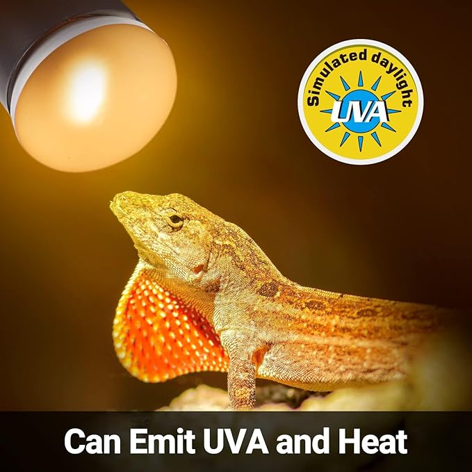 REPTI ZOO 25W Upgraded Nano Reptile Daylight Basking Spot Heat Lamp Bulb 2 Pack, UVA Full Spectrum Sun Light Daytime Heating Lamp for Reptile
