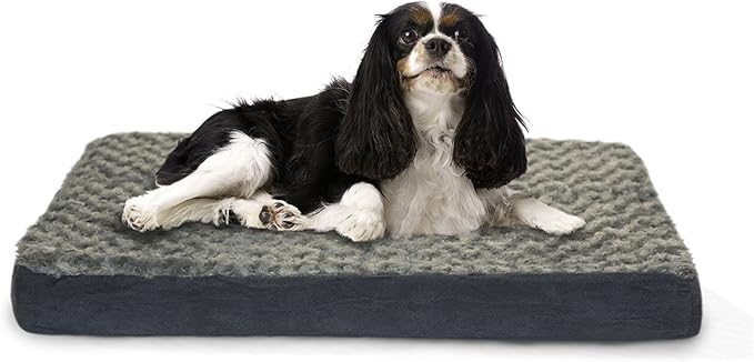 FurHaven Supportive Cooling Memory Foam Classic Mattress Dog Bed with Washable & Removable Cover - Plush Faux Fur/Suede Mattress - Chocolate, Dogs Up to 55 lbs - Large