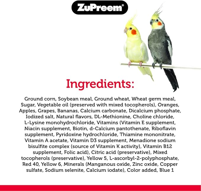 ZuPreem FruitBlend Bird Food, Bird Feed Pellets for Cockatiel, Lovebird, Quaker, Small Conure, Lorikeet, ZuPreem Core Nutrition with Natural Fruit, Cockatiel Food, Conure Feed, (Medium, 10 lb Bag)