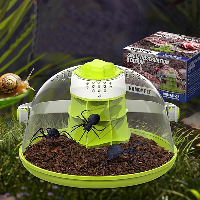 Multifunctional Snail Observation and Breeding Box - Educational Pet Habitat for Kids, 23x19.5x13.5CM, ABS+PC Material, Easy to Clean, Well-Ventilated, Suitable for Silkworms/Lizards/Geckos