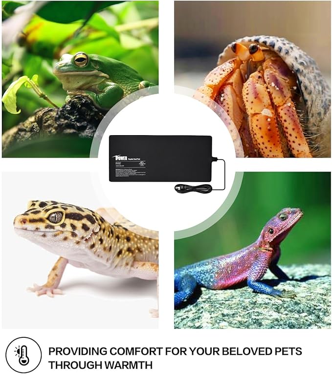 iPower 8x18 Inch Reptile Heat Pad Under Tank Heater, Energy-Efficient & Waterproof Design Terrarium Warmer Mat for Turtles, Lizards, Snakes & Small Pets