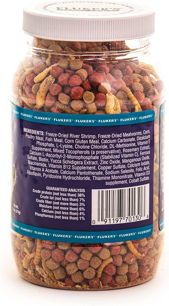 Fluker's Buffet Blend Aquatic Formula,Turtle Food with Freeze,Dried Shrimp,Mealworms,and Vitamin Enriched Pellets,7.5 oz (Pack of 2)