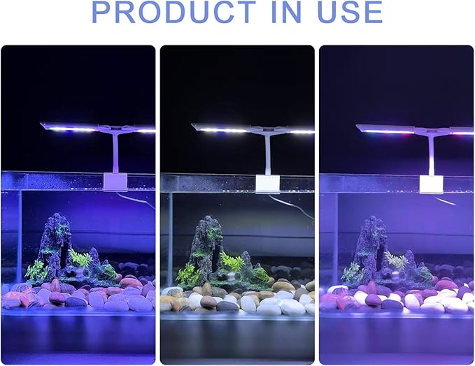 Led Aquarium Light Clip on Fish Tank Light Full Spectrum Plants Lights with Timer Auto On Off, 3 Colors Mode, 360° Adjustable 2 Light Bar, Aquarium Lamp Suitable for 20-75 Gal Fish Tank