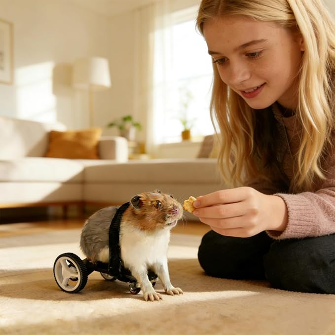 Adjustable Guinea Pig Wheelchair - Pet Mobility Aid for Injured/Disabled Small Animals, Lightweight & Durable Pet Wheelchair with Adjustable Straps, Suitable for Guinea Pigs, Hamsters & Small Pets