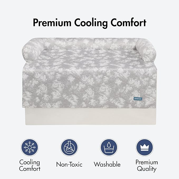 Spark Paws Cooling Couch Cover Dog Bed, Furniture Protector Mat, Non-Toxic Washable Pet Cooling Pad for Large & Small Dog - Cloud Grey - Size L