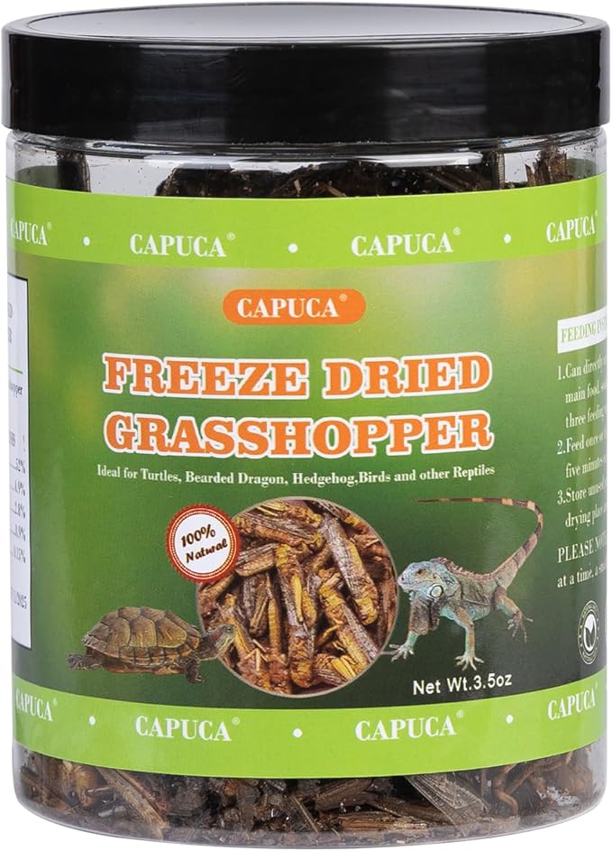 Dried Grasshoppers for Reptiles - All Natural High Protein Insect Treats for Bearded Dragons, Turtles, Geckos, Lizards, Hedgehogs & Birds (3.5oz)