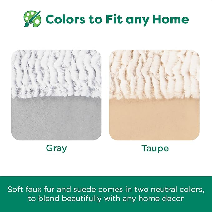 FurHaven Waterproof Dog Blanket – Birch Faux Fur & Suede Calming Throw for Pets, Washable – Gray, Medium