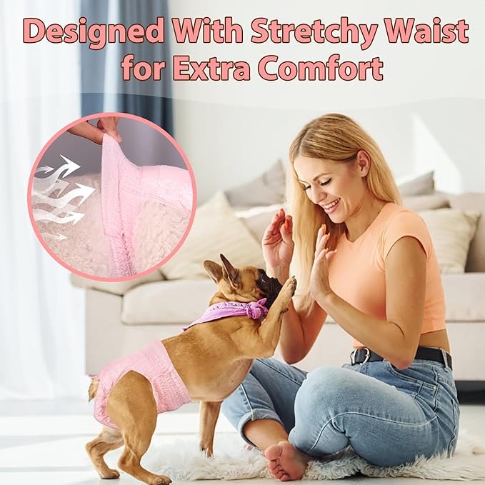 Ambreview Disposable Dog Diapers Female, Just Pull It Up, Doggie Diapers for Female Dogs, Strong Absorbency | Leak Proof, for Dogs in Heat | Elderly | Disabled, XL 100 PCS