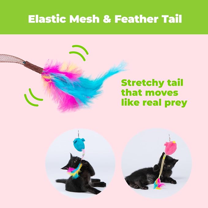 Catify Interactive Cat Toy - Squeaking Mice Set, Blue & Fuchsia - Image 4